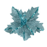 Christmas Tree Ornament - Tiffany Blue Sequin Poinsettia Clip